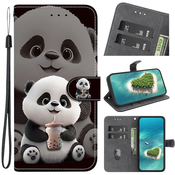 Leather For Samsung Galaxy A37 5G / A36 5G Wallet Case Crystal Material Painted Animal&Flowers&Hearts Pattern, Wallet For Women Men Card Holder Magnetic Clasp Kickstand Folio Case With Hand Strap