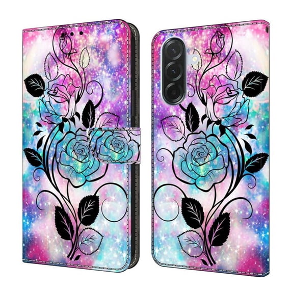 Leather For Samsung Galaxy A37 5G Wallet Case Crystal Material Painted Pattern, Wallet For Women Men Card Holder Magnetic Clasp Kickstand Folio Case,Color-5,For Galaxy A37 5G