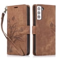 thumbnail image 1 of Leather For Samsung Galaxy S22 5G Case Orchids&Butterflies Embossed 3-card  Flip Wallet Leather Case With Card Holder Magnetic Closure  Phone Cases Cover,Brown,For Galaxy S22 (5G), 1 of 6