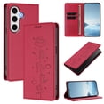 thumbnail image 1 of Leather For Samsung Galaxy S24 FE 5G, RFID Blocking Protection, Playful Cats Embossed Flip Wallet Leather Case With Card Holder Magnetic Closure Phone Cases Cover,Red,For Galaxy S24 FE 5G, 1 of 7