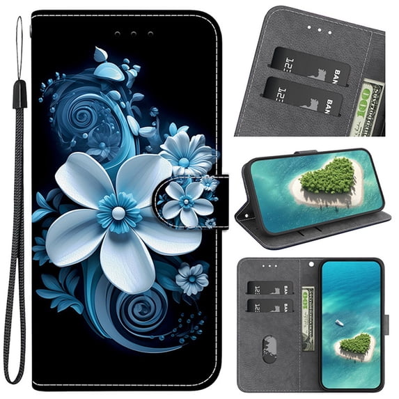 Leather For Samsung Galaxy S24 Ultra 5G 6.8-inch Wallet Case Crystal Material Painted Animal&Flowers&Hearts Pattern, Wallet For Women Men Card Holder Magnetic Clasp Kickstand Folio Cover,Color-12