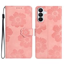 Leather For Samsung Galaxy S26 Pro 5G Case Flower Embossed 3-card Flip Wallet Leather Case with Card Holder Magnetic Closure ,Detachable Wrist Strap,Shockproof Phone Cases Cover,Pink