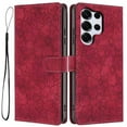 thumbnail image 1 of Leather For Samsung Galaxy S26 Ultra 5G Case Cherry Blossom Embossed Flip Wallet Leather Case with Card Holder Magnetic Closure Shockproof Kickstand Protective Phone Cases Cover,Red, 1 of 8