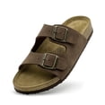 thumbnail image 1 of Leather Sandals For kids With Soft Cork Footbed, kids Slip On Clog Mules With Adjustable Double Buckle, Open Toe Flat Slide Shoes, Summer Outdoor Back Strap Slipper, 1 of 5