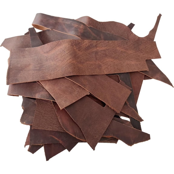 Leather Scraps, About 2mm Thick Genuine Cowhide Scraps, Leather Scraps for Crafts, Leather Scrap for tools/crafts/DIV, Vintage Brown (1 Lbs)
