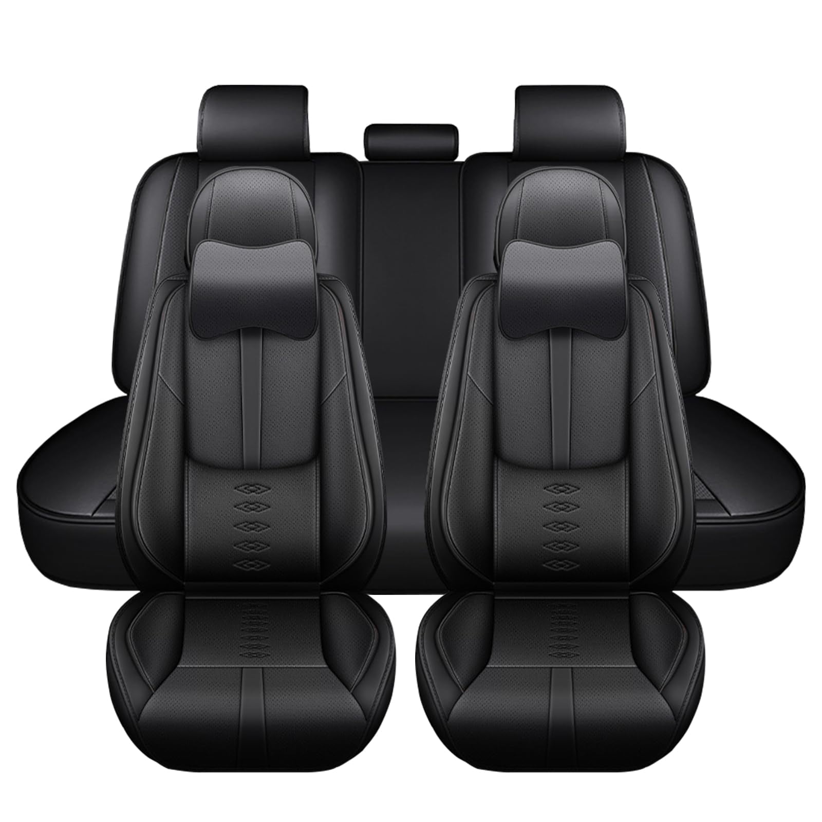 Leather Seat Covers for Honda Most 98% Cars SUVs,Car Seat Covers Full Set,Waterproof Car Seat Protectors with Airbag,Comfort Interior Cover Seats for Cars(Black,Pillows)