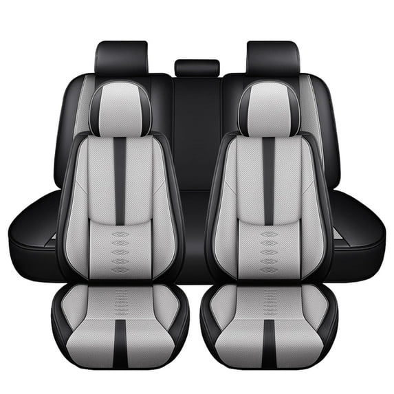 Leather Seat Covers for Honda Most 98% Cars SUVs,Premium Car Seat Covers Full Set,Waterproof Car Seat Protectors with Airbag,Comfort Interior Cover Seats for Cars(Black+Grey)