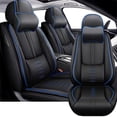 thumbnail image 1 of Leather Seat Covers Fit for Jeep 96% Models,Car Seat Covers Front Set,Waterproof Car Seat Cushions with Airbag,Seat Cover for Cars(Black+Blue,Pillows), 1 of 6
