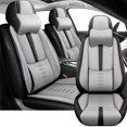 thumbnail image 1 of Leather Seat Covers Fit for Jeep 96% Models,Car Seat Covers Front Set,Waterproof Car Seat Cushions with Airbag,Seat Cover for Cars(Black+Grey,Pillows), 1 of 6