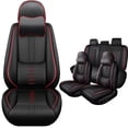 thumbnail image 1 of Leather Seat Covers Fit for Jeep 98% Car Models,Car Seat Covers Full Set,Waterproof Car Seat Cushions with Airbag,Automotive Interior Accessories(Black+Red,Pillows), 1 of 7