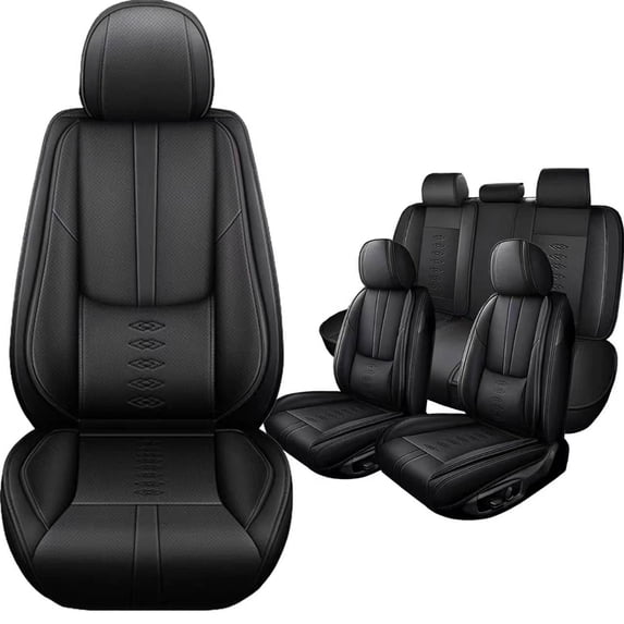 Leather Seat Covers Fit for Jeep 98% Car Models,Premium Car Seat Covers Full Set,Waterproof Car Seat Cushions with Airbag,Automotive Interior Accessories(Black)