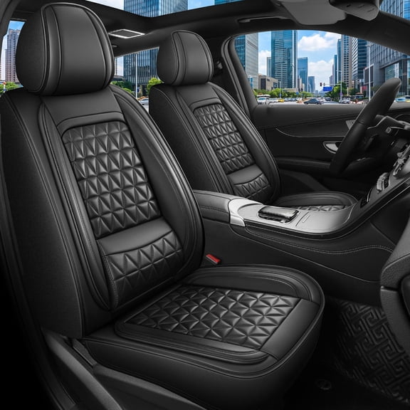 Leather Seat Covers Fit for Ford Fusion 2010-2020 Breathable Waterproof Stylish Car Seat Cover Automotive Interior Accessories(5 Seats Black)