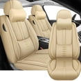 thumbnail image 1 of Leather Seat Covers Fit for Honda 96% Models,Car Seat Covers Front Set,Waterproof Car Seat Cushions with Airbag,Seat Cover for Cars(Beige,Pillows), 1 of 6