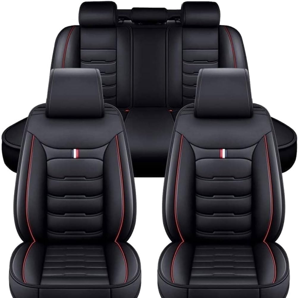 Kenzek Leather Universal Car Seat Covers Full Set, Water Resistant 3D Foam Back Support, Luxury Comfort Automotive 5 Seat Covers All Season Fit for SUV,Sedan,Van, Airbag Compatible Elegance