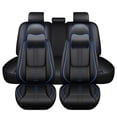 thumbnail image 1 of Leather Seat Covers for Honda 96% Models,Car Seat Covers Full Set,Waterproof Car Seat Protectors with Airbag,Interior Cover Seats for Cars(Black+Blue,Pillows), 1 of 7