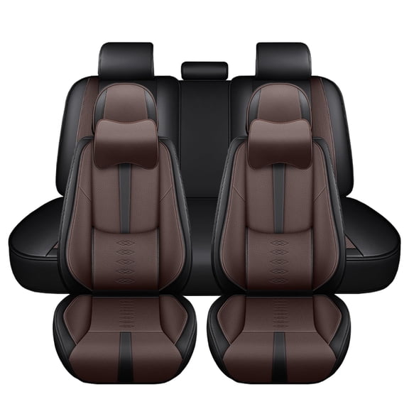 Leather Seat Covers for Hyundai Most 98% Cars SUVs,Car Seat Covers Full Set,Waterproof Car Seat Protectors with Airbag,Comfort Interior Cover Seats for Cars(Black+Brown,Pillows)