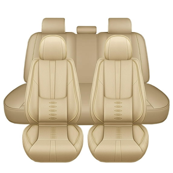 Leather Seat Covers for Mazda Most 98% Cars SUVs,Premium Car Seat Covers Full Set,Waterproof Car Seat Protectors with Airbag,Comfort Interior Cover Seats for Cars(Beige)