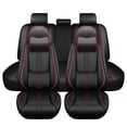 thumbnail image 1 of Leather Seat Covers for Nissan Most 98% Cars SUVs,Car Seat Covers Full Set,Waterproof Car Seat Protectors with Airbag,Comfort Interior Cover Seats for Cars(Black+Red,Pillows), 1 of 6