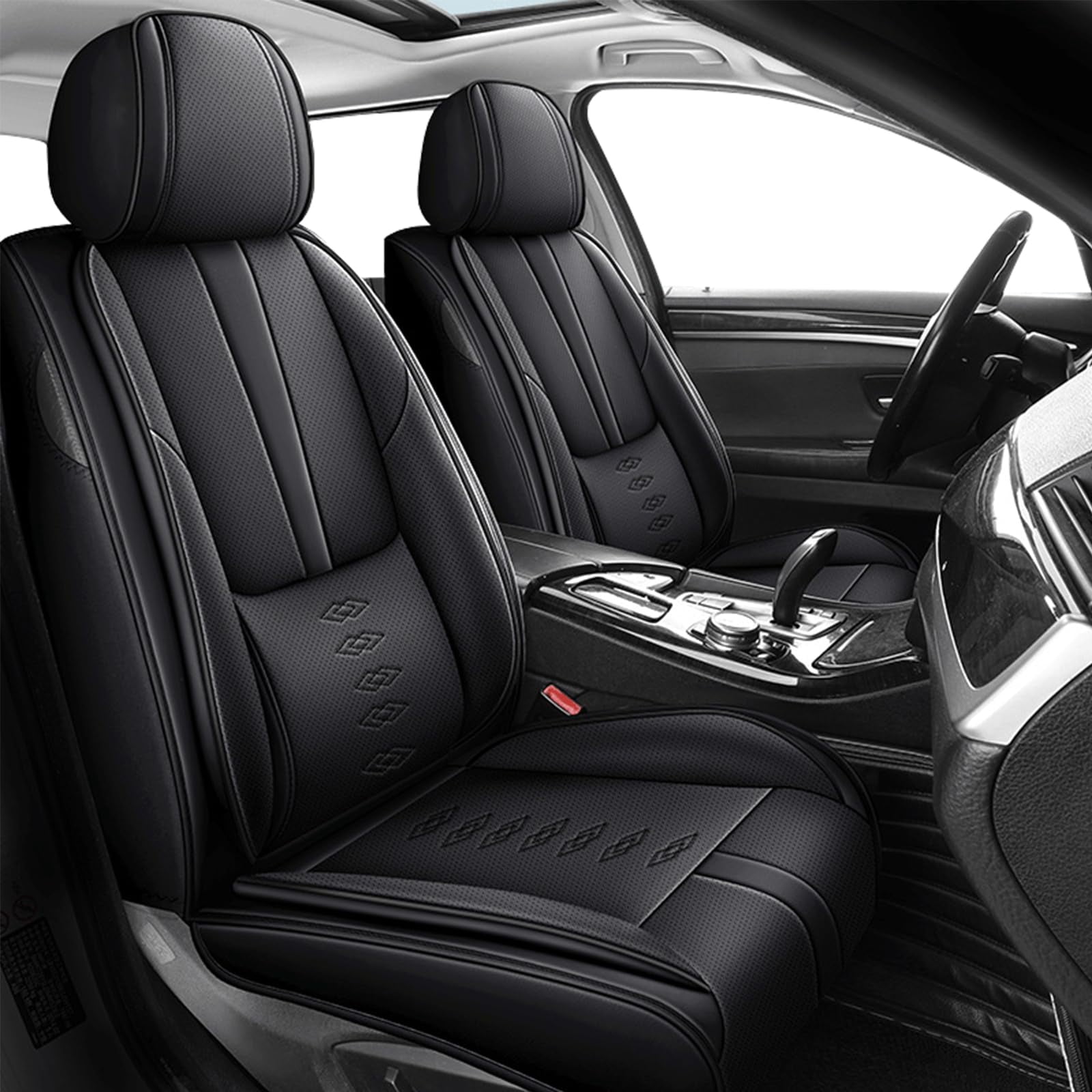 Leather Seat Covers for Nissan Most 98% Cars SUVs,Premium Car Seat Covers Front Set,Waterproof Car Seat Protectors with Airbag,Comfort Interior Cover Seats for Cars(Black)