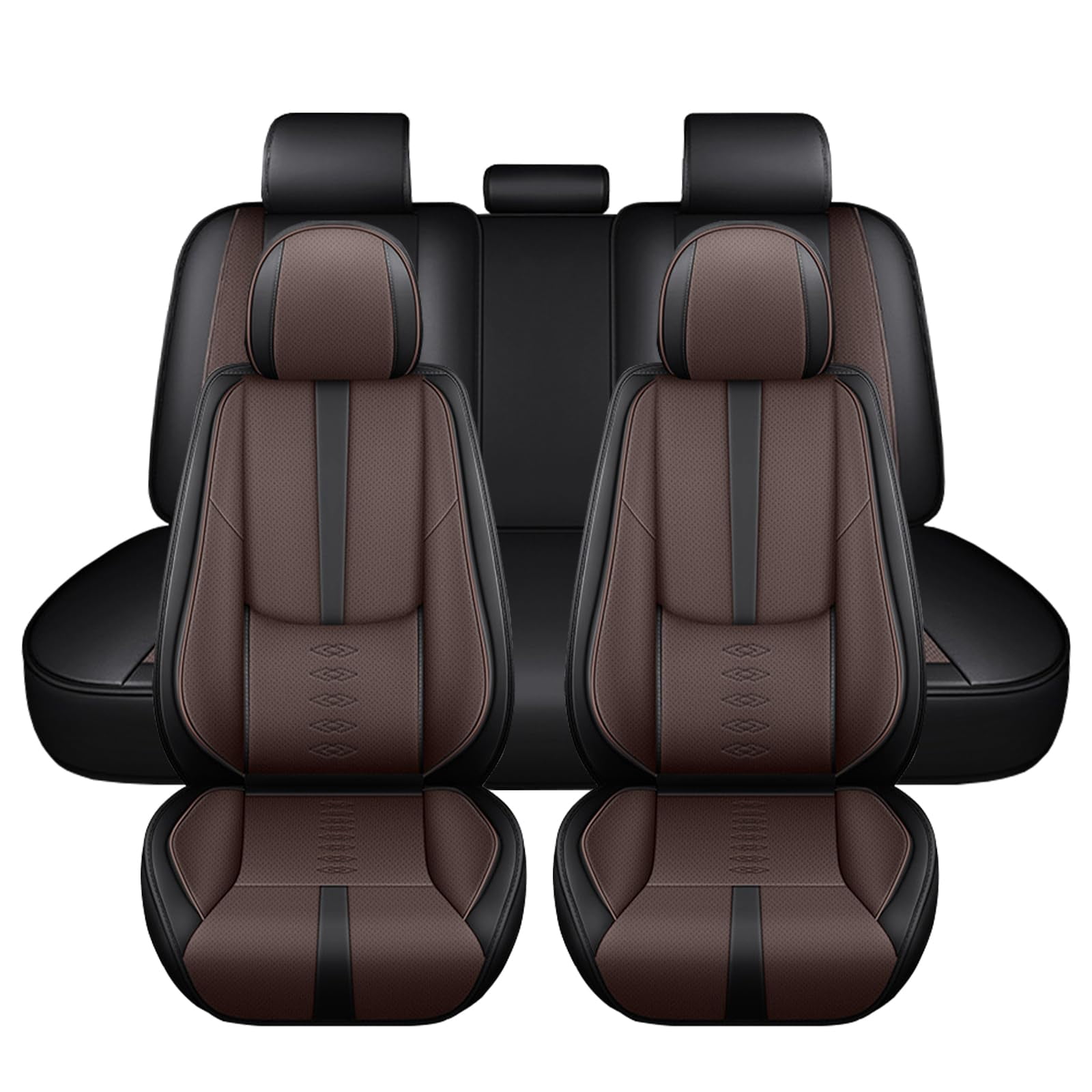 Leather Seat Covers for Nissan Most 98% Cars SUVs,Premium Car Seat Covers Full Set,Waterproof Car Seat Protectors with Airbag,Comfort Interior Cover Seats for Cars(Black+Brown)