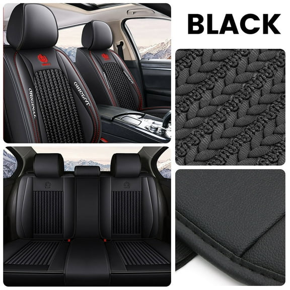 Audew General 5-Seat Car Seat Cover Set, Breathable Long-lasting Leather General Fit for SUV Sedan Easy Installation Multiple Color Options