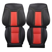 Front Row Seat Cover Replacement Black Red Compatible with 2010-2014 Ford F150 Raptor SVT Leather Style 4-Piece Set