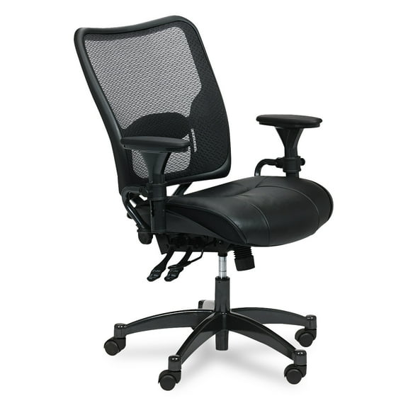 Leather Seat and Air Grid Back Managers Office Chair in Black