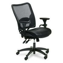 Leather Seat and Air Grid Back Managers Office Chair in Black