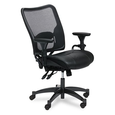Leather Seat and Air Grid Back Managers Office Chair in Black