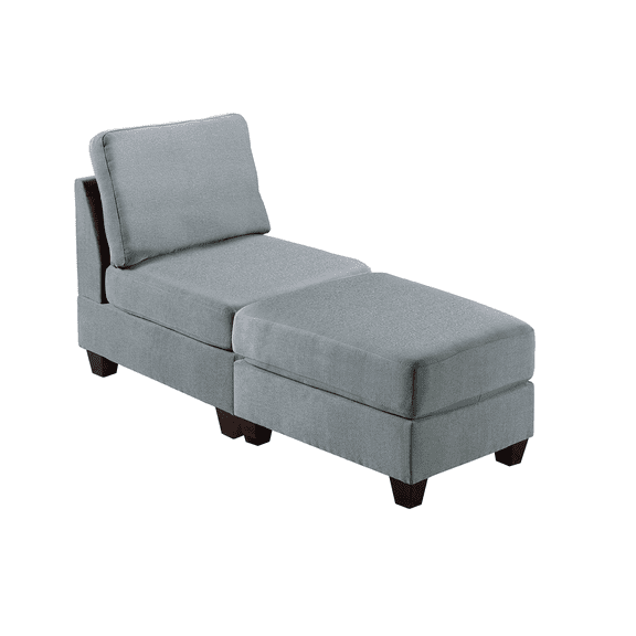 Leather Sectionals, MODULAR SET - 2PC in Gray, Gray Fabric Sectionals,Fabric L Shaped Sectionals, Furniture Primary Living Space Sectionals