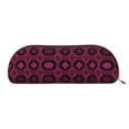 thumbnail image 1 of Leather Semi-Circular Storage Bag 7.5×2.6×1.4in Single Pocket Design Semi-Circular Shape Can Be Used As A Storage Pen Makeup Bag Darkmagenta Geometric Patterns_2, 1 of 7