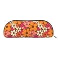 thumbnail image 1 of Leather Semi-Circular Storage Bag 7.5×2.6×1.4in Single Pocket Design Semi-Circular Shape Can Be Used As A Storage Pen Makeup Bag Retro Groovy Flowers Pattern (14), 1 of 7