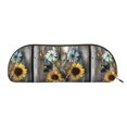 thumbnail image 1 of Leather Semi-Circular Storage Bag 7.5×2.6×1.4in Single Pocket Design Semi-Circular Shape Can Be Used As A Storage Pen Makeup Bag Turquoise Wood Farmhouse Sunflowers (1), 1 of 7