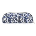 thumbnail image 1 of Leather Semi-Circular Storage Bag 7.5×2.6×1.4in Single Pocket Design Semi-Circular Shape Can Be Used As A Storage Pen Makeup Bag Zebra Print Style Steelblue_1, 1 of 7