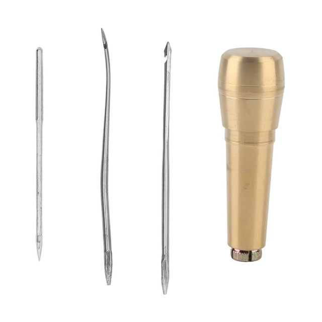 Leather Sewing Awl Hand Stitch Needle Tool Kit Set with Brass Handle