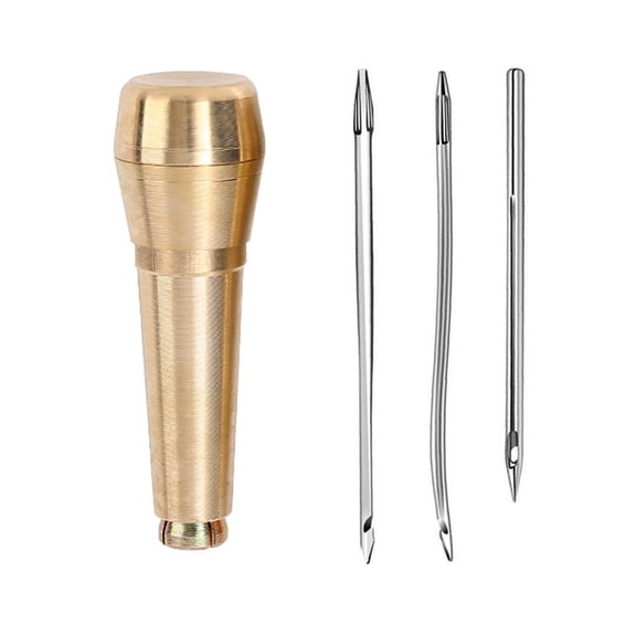 Leather Sewing Awl Tool with Handle Leatherworking Tool Curved/Straight Hook Needle Awl For Leather Thick Canvas Fabric