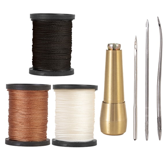 Leather Sewing Kit, Leather Stitching Kit with Sewing Awl, Needles, Nylon Thread, Upholstery Repair Kit, Heavy Duty Sewing Tools for Hand Stitching Car Seats, Sofa, Carpets, Shoes, DIY Craft