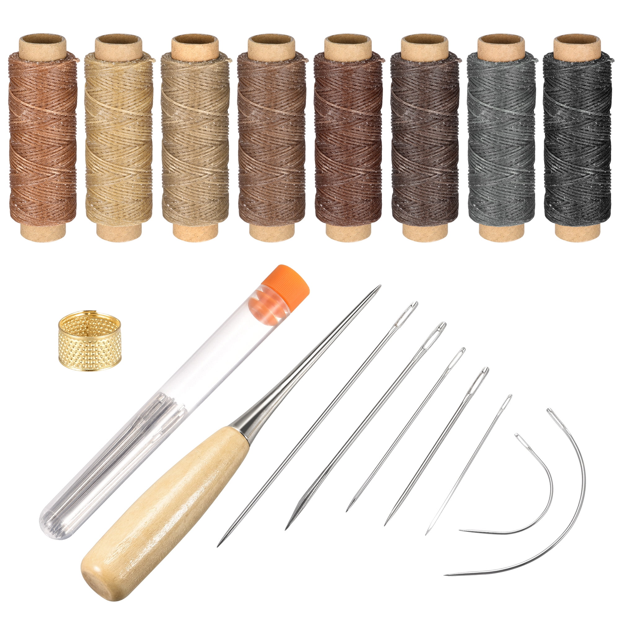Leather Sewing Threads Hand Stitching Tools Kit, Includes 8 Colors
