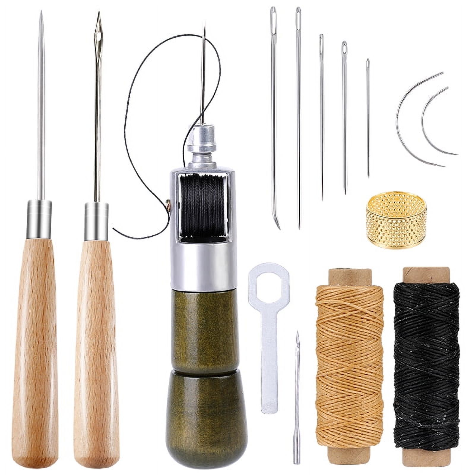 Leather Sewing Tool Kit With Leather Hand Stitcher Waxed Thread Sewing