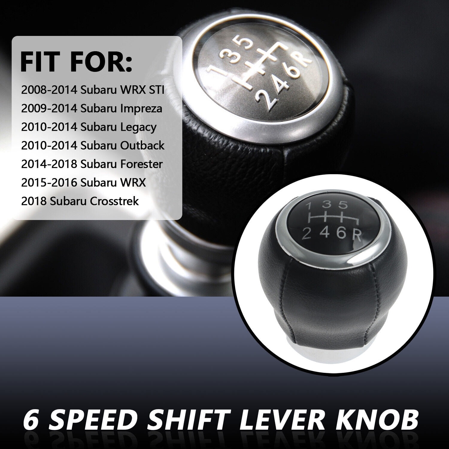 Leather Shift Lever Handle 6 Speed for Subaru WRX Legacy Outback