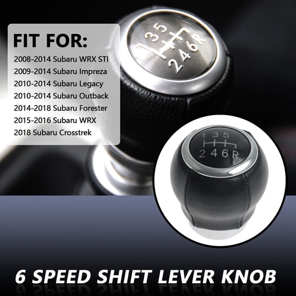 Leather Shift Lever Handle 6 Speed for Subaru WRX Legacy Outback Forester