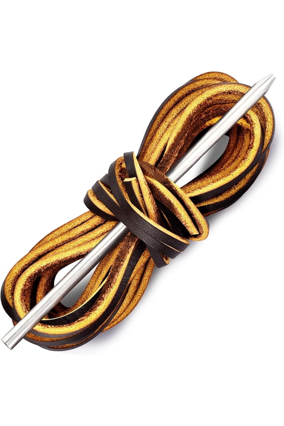 Leather Shoelace Boot Lace Boat Shoe Lacing Kit - 72 Inches Long 3.2mm (1/8") Wide - 1 and 2 Strips