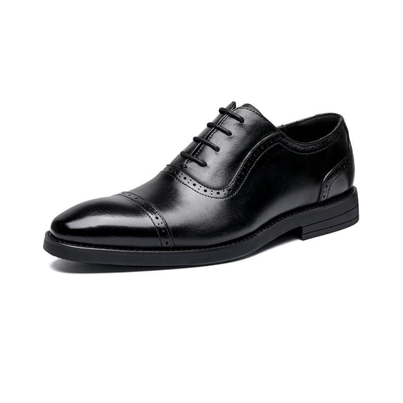 Leather Shoes Top Layer Cowhide Dress Men's Business Leather Shoes Genuine Leather Three-Joint Brock Carved British Style