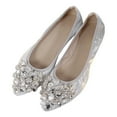 thumbnail image 1 of Leather Shoes for Women Sparkly Rhinestone on Pointed Toe Comfortable Soft Sole Lightweight Casual Walking Shoes Polyester 32 Size, 1 of 5