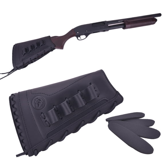 Leather Shotgun Buttstock Cover Sleeve Ammo Holder 12 Guage Fit Right Handed