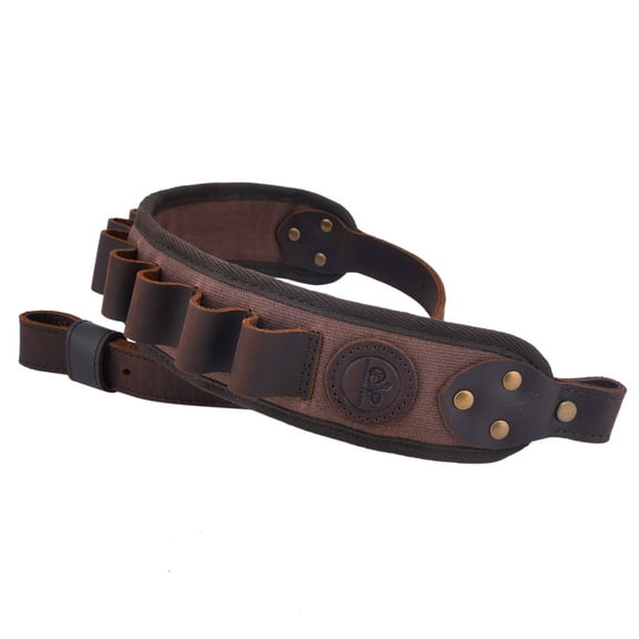 Leather Shotgun Sling, Canvas Shotshell Shoulder Straps for Hunting and Shooting for 12GA