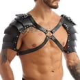 thumbnail image 1 of Leather Shoulder Armor, Harness Black Gladiator, Medieval Viking Leather Warrior Shoulder Armor Halloween Knight Pauldron Body Chest Harness Guard for Larp Ren Faire, Black One Size, 1 of 6