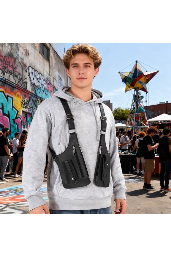Leather Shoulder Armor for Men and Women, Concealed Underarm Anti-Theft Wallet with Hidden Strap, Secure Travel Bag for Daily, Pickpocket Proof Unisex Crossbody Bag with Double Compartment Storage