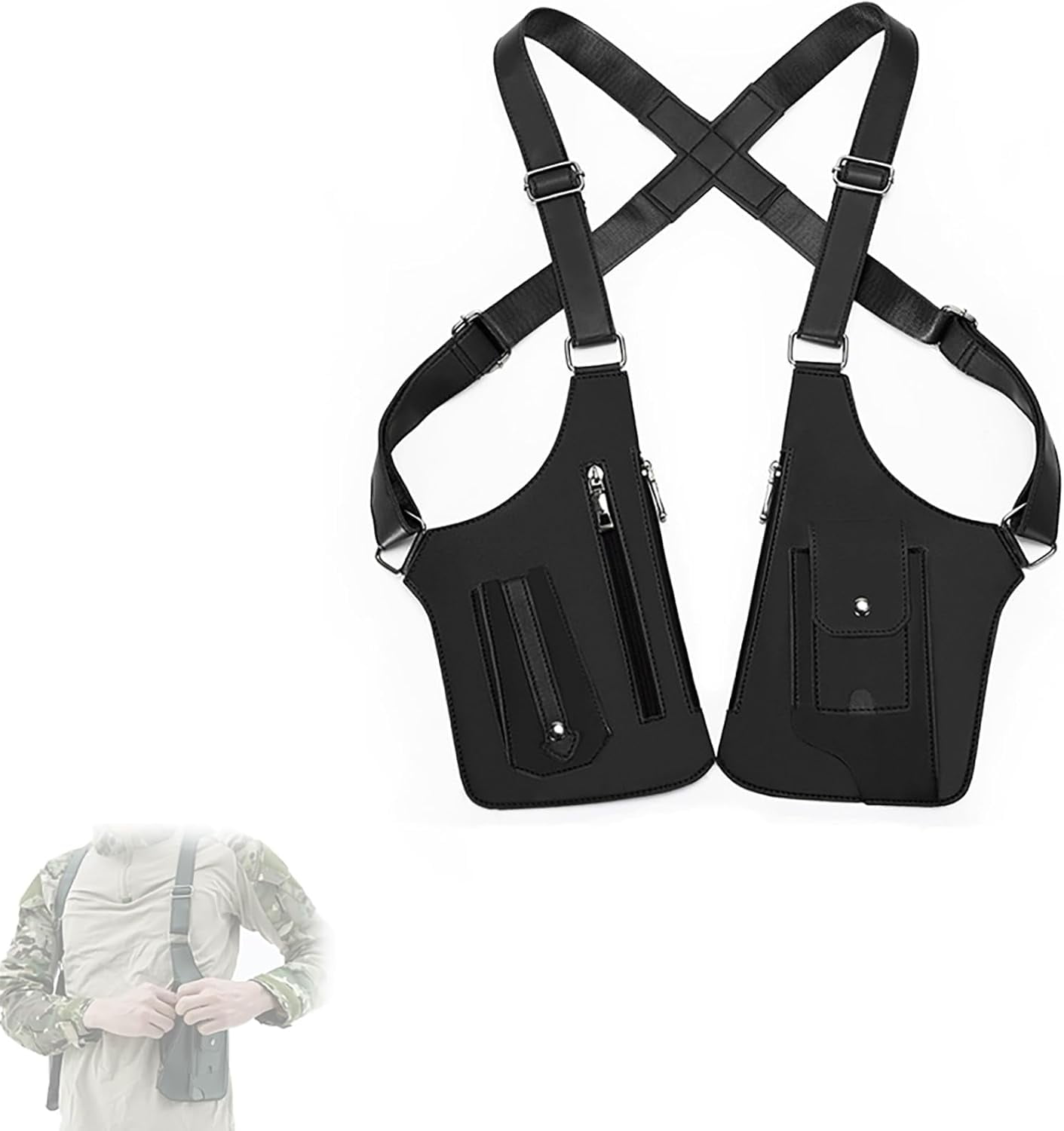 Leather Shoulder Bag, Adjustable Underarm Strap Wallet Anti Pickpocket Accessories, Underarm Shoulder Bag for Men and Women