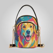 Leather Shoulder Handbag Crossbody Bag Vibrant Dog Pop Art